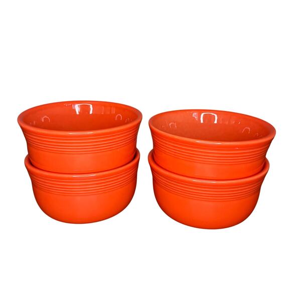 Lot of 4 Fiestaware 28oz Gusto Bowl - Soup Cereal - Orange Poppy - Picture 1 of 6